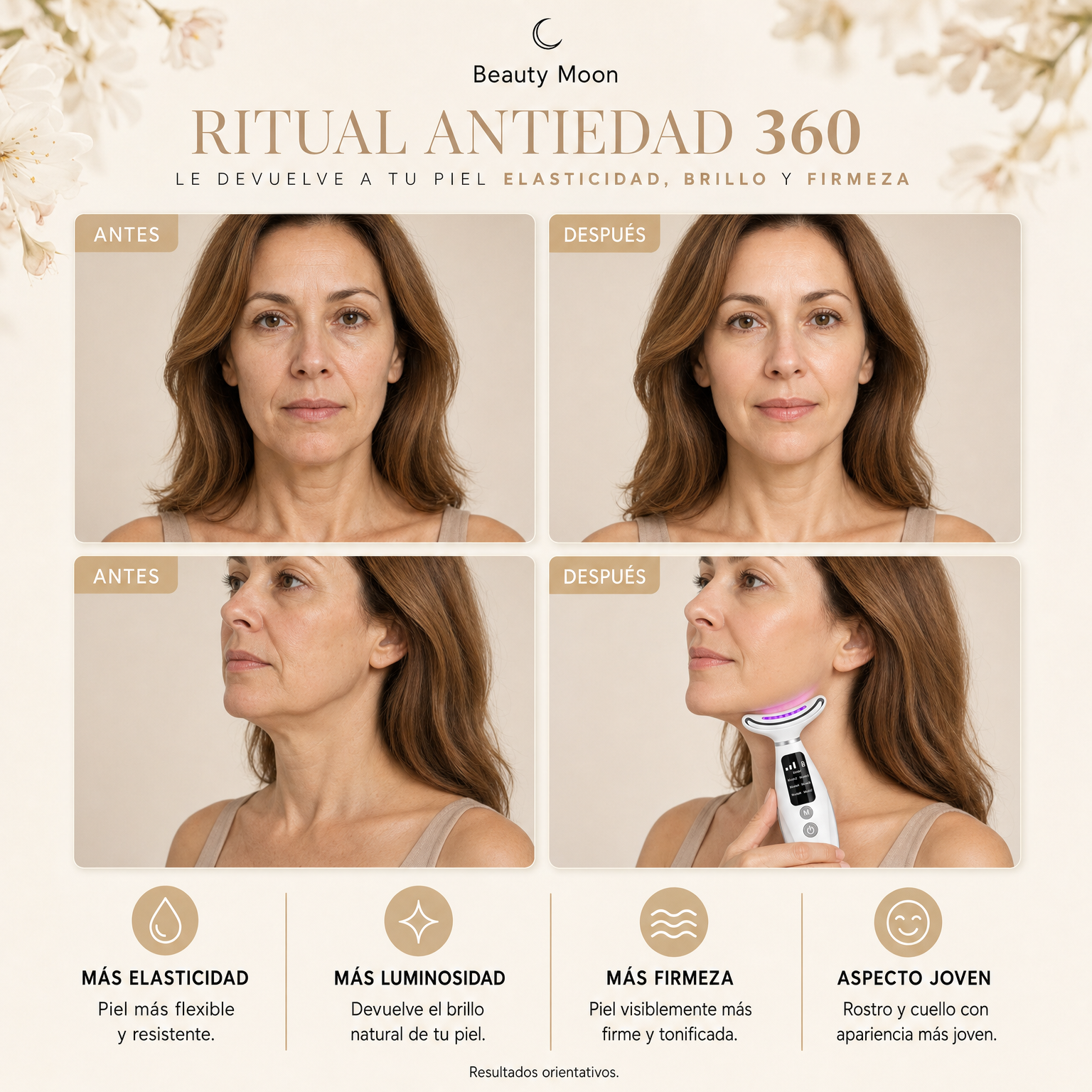 Moon — Dispositivo de Firmeza Facial y de Cuello (LED + Calor)